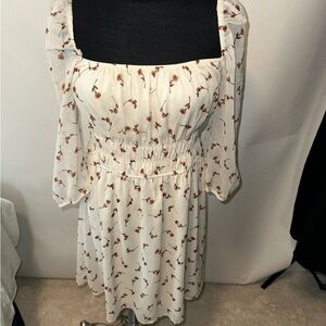 New Trixxi Babydoll Dress Off White Flowers Fit & Flare Sweetheart Sheer XL